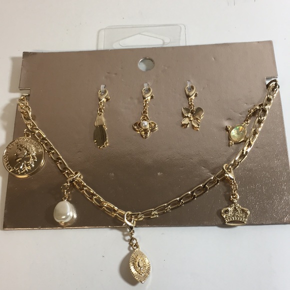 Free People Mix N Match charm necklace gold tone - Picture 2 of 7